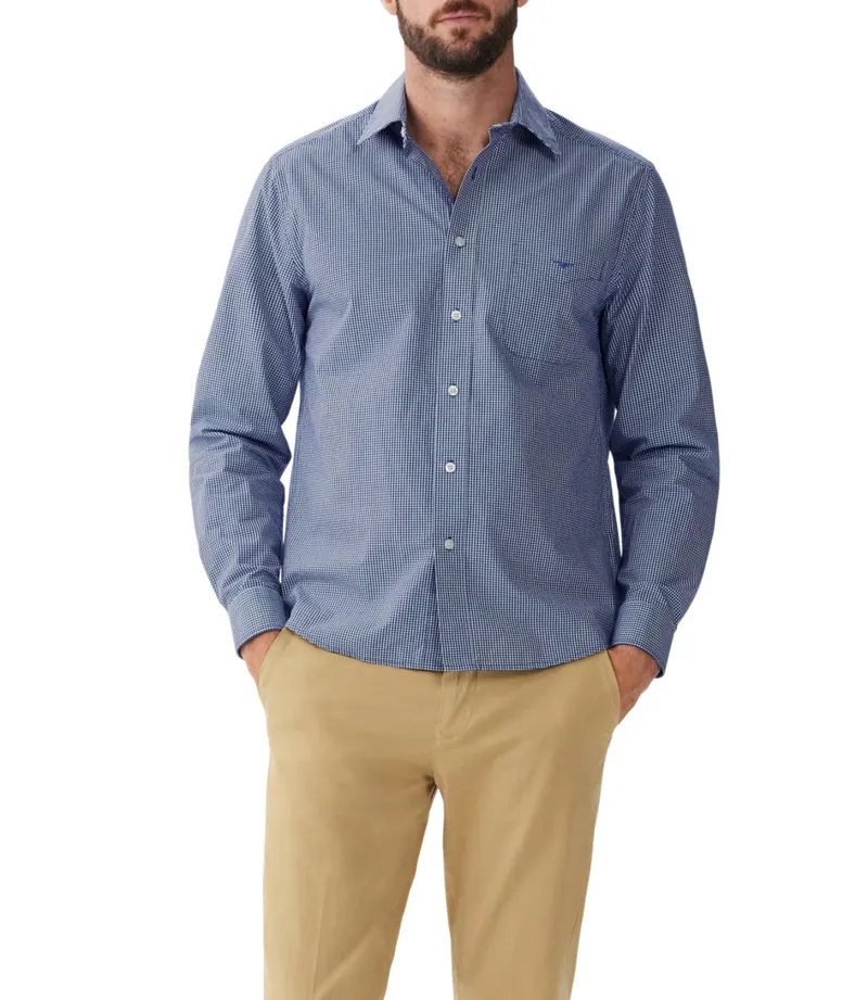 RM Williams Collins Shirt Navy White-1